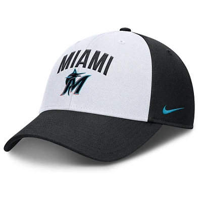 Casquette ajustable Nike blanche/noire Miami Marlins Club Performance pour homme