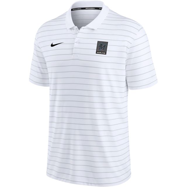 Polo en piqué à rayures Nike Miami Marlins Authentic Collection pour homme, blanc