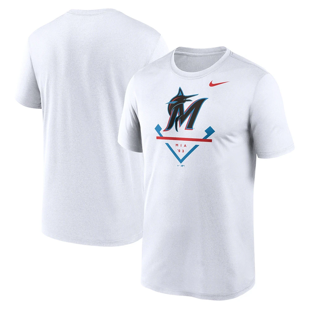 T-shirt Nike Performance Miami Marlins Icon Legend pour homme - blanc