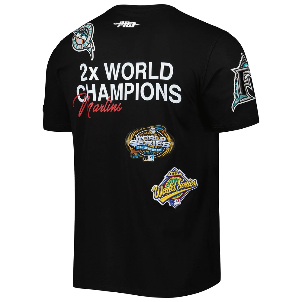 Men's Pro Standard Black Florida Marlins Championship T-Shirt