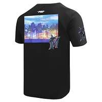 T-shirt Pro Standard noir pour homme avec imprimé paysage urbain des Miami Marlins