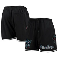 Men's Pro Standard Black Miami Marlins Logo Mesh Shorts