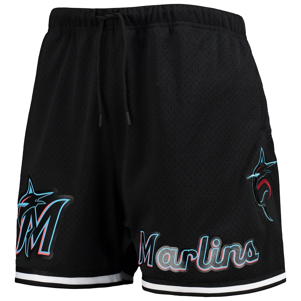 Men's Pro Standard Black Miami Marlins Logo Mesh Shorts