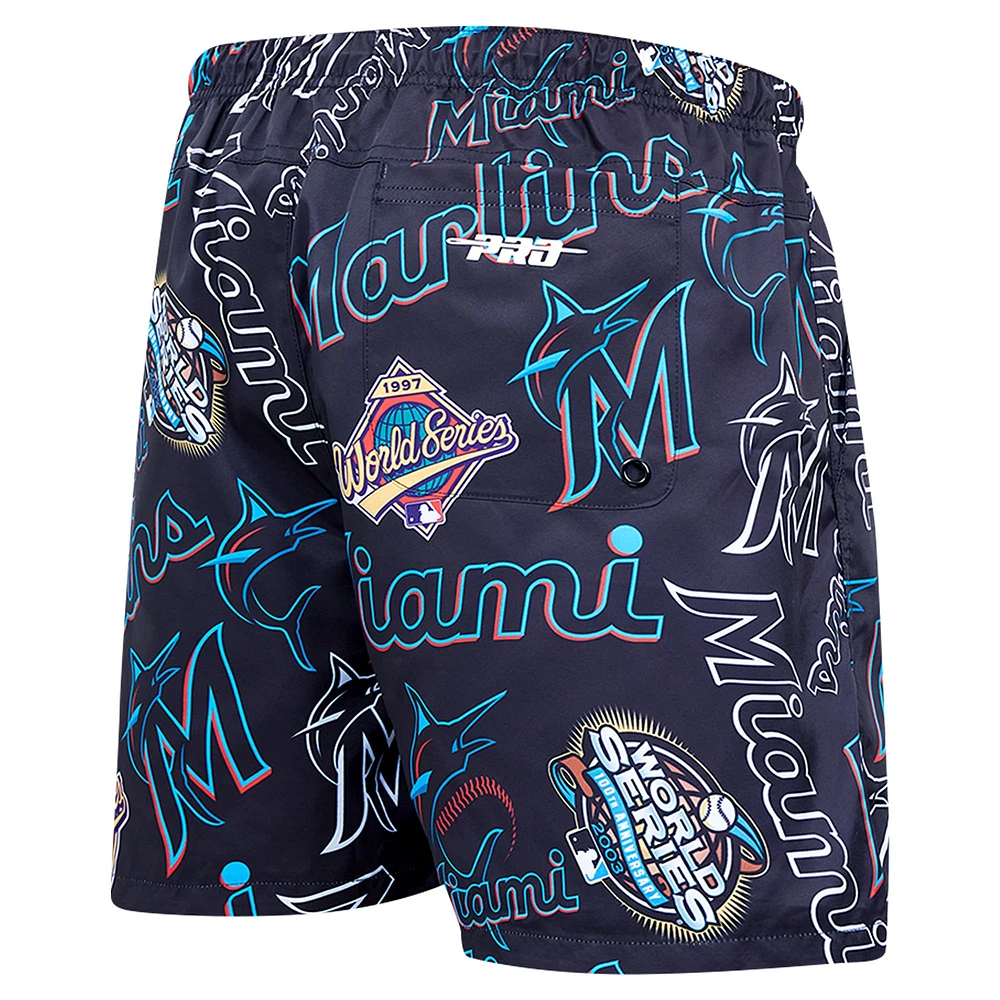 Men's Pro Standard Black Miami Marlins Toss Logo Woven Shorts