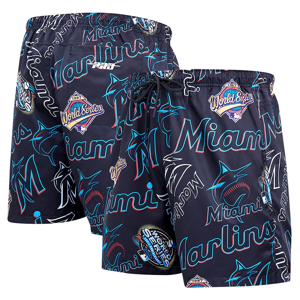 Men's Pro Standard Black Miami Marlins Toss Logo Woven Shorts