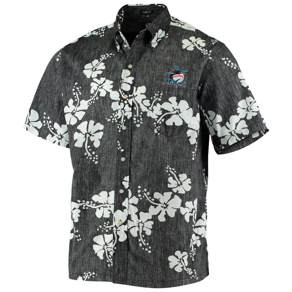 Chemise boutonnée pour homme Reyn Spooner Heathered Black Miami Marlins 50th State