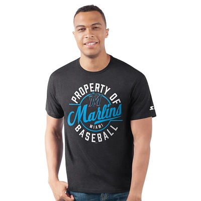 Men's Starter  Black Miami Marlins Prime Time Property Of T-Shirt
