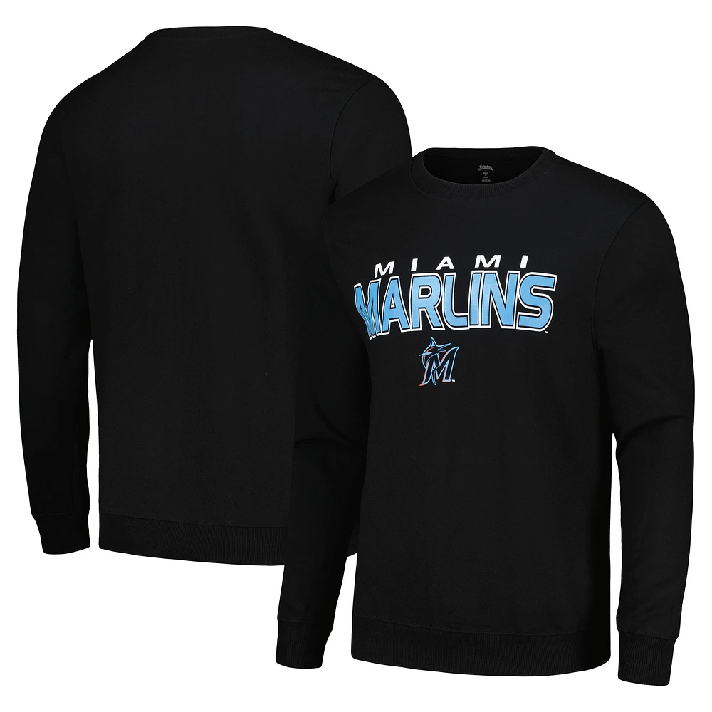 Sweat-shirt à capuche Stitches noir Miami Marlins pour hommes