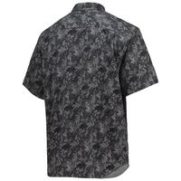 Men's Tommy Bahama Black Miami Marlins Jungle Shade Silk Camp Button-Up Shirt