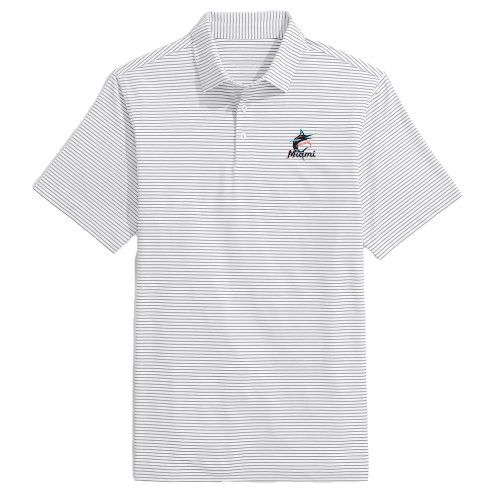 Men's Vineyard Vines  Gray Miami Marlins Bradley Stripe Polo