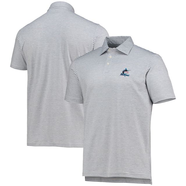 Polo pour homme Vineyard Vines gris Miami Marlins Heathered Winstead Sankaty