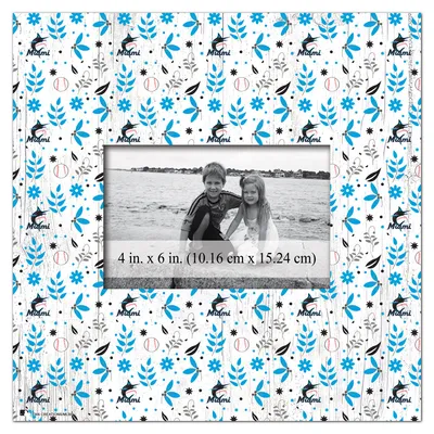 Miami Marlins 10'' x 10'' Floral Pattern Frame