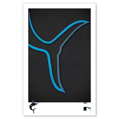 Miami Marlins 11"x 17" Logo minimaliste affiche imprimée