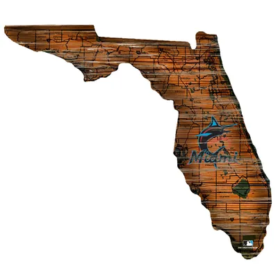 Miami Marlins 12'' Road Map State Cutout Sign