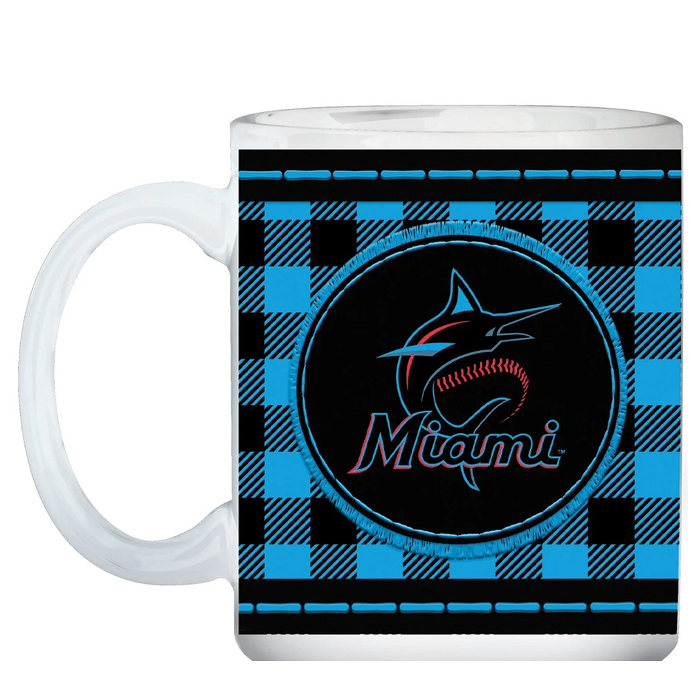 Marlins de Miami 15 oz. Tasse de fête des pères à carreaux Buffalo