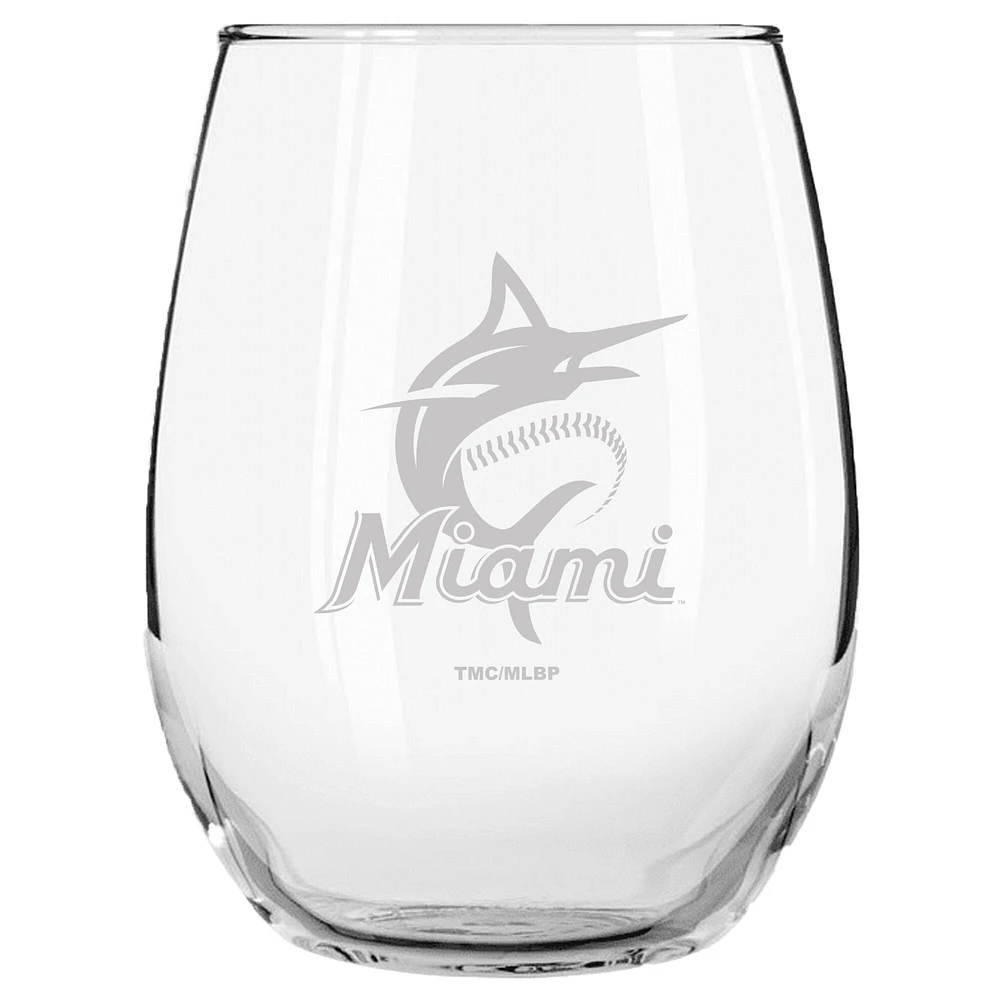 Miami Marlins 15oz. Gobelet en verre sans pied gravé