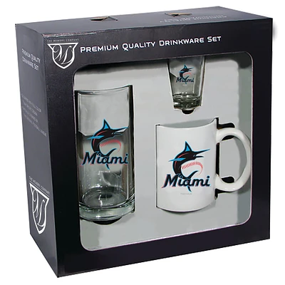 Marlins de Miami 15oz. Stein 11oz. Tasse et 2oz. Ensemble de verres à liqueur