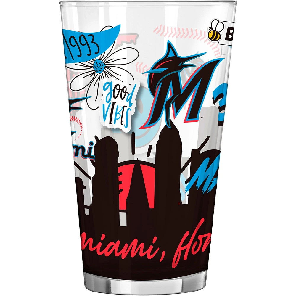 Marlins de Miami 16 oz. Verre à pinte indigène