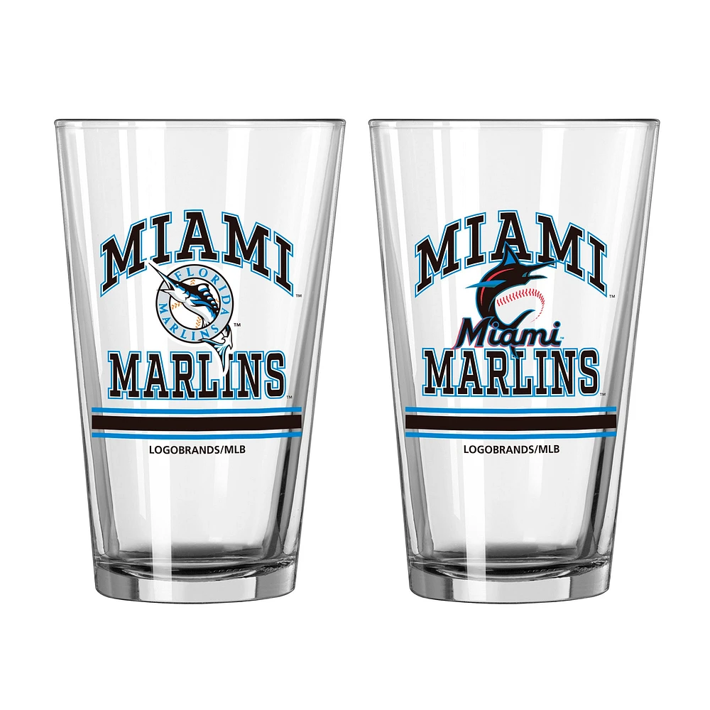 Marlins de Miami 16oz. Verre à pinte, paquet de deux