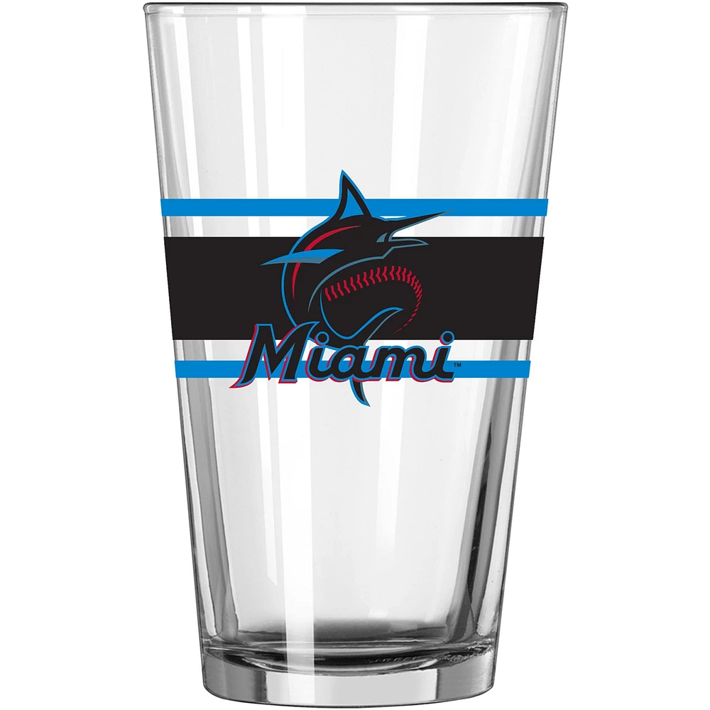 Marlins de Miami 16 oz. Verre à pinte à rayures