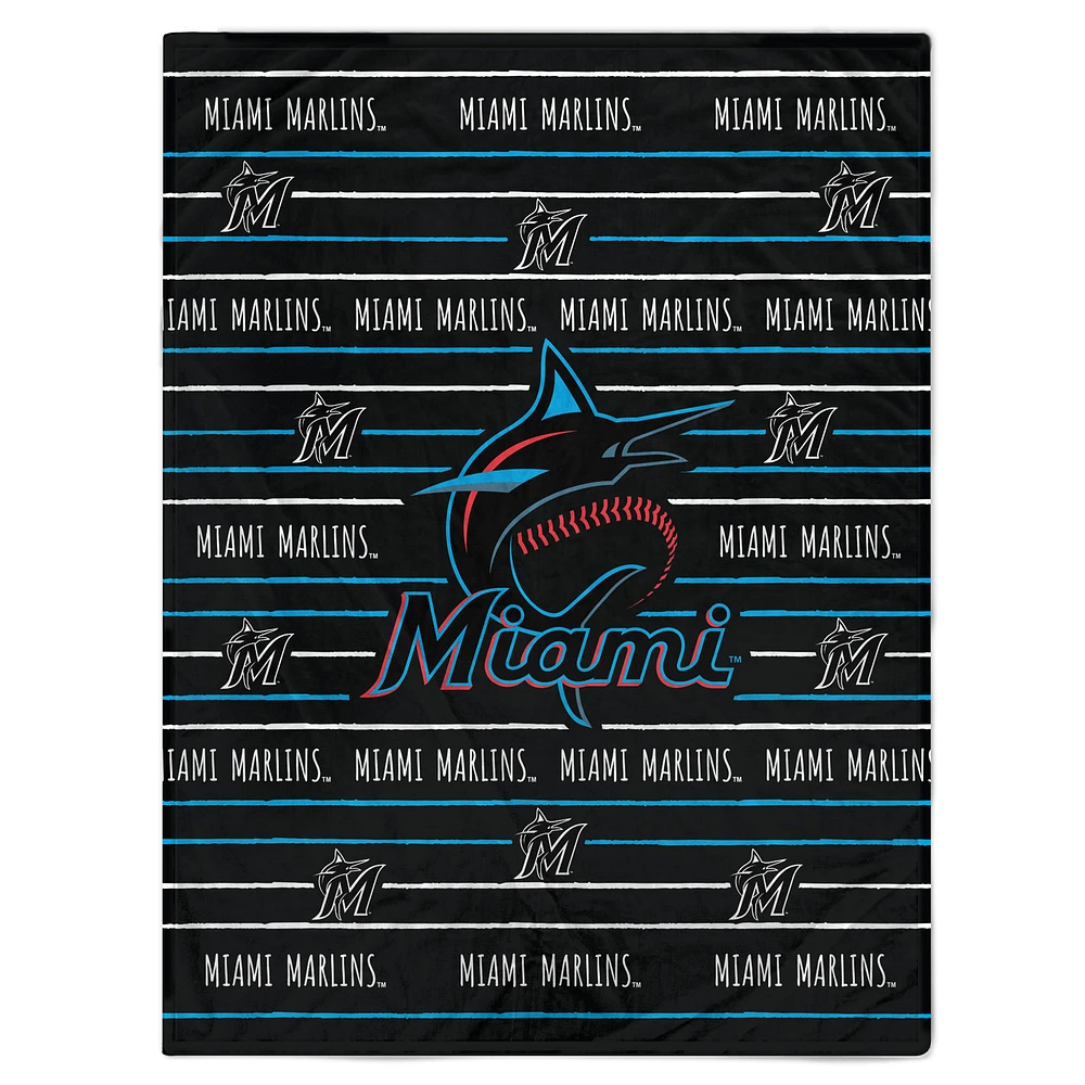 Miami Marlins 60'' x 80'' Logo Stripe Flannel Fleece Blanket