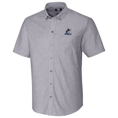 Houston Astros Cutter & Buck Short Sleeve Stretch Oxford Button-Down Shirt - Charcoal Size: Medium