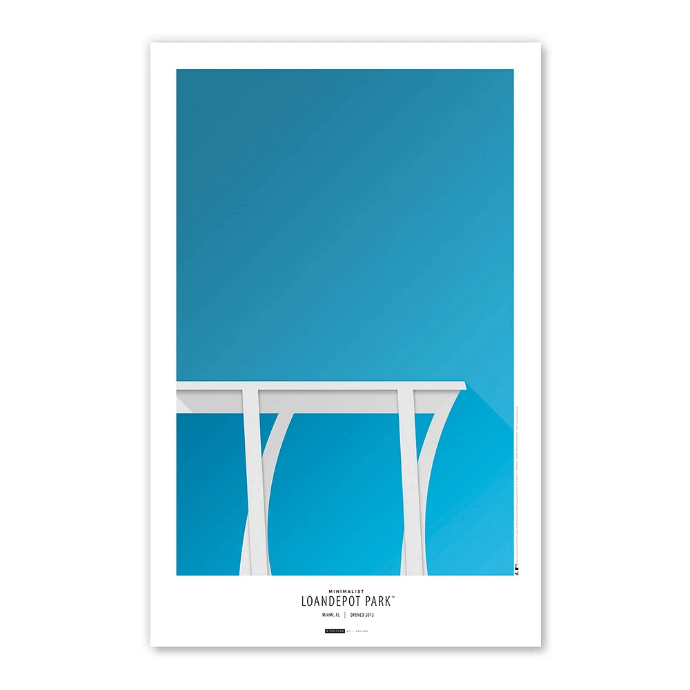 Miami Marlins LoanDepot Park 11'' x 17'' Minimalist Stadium Poster Art Print