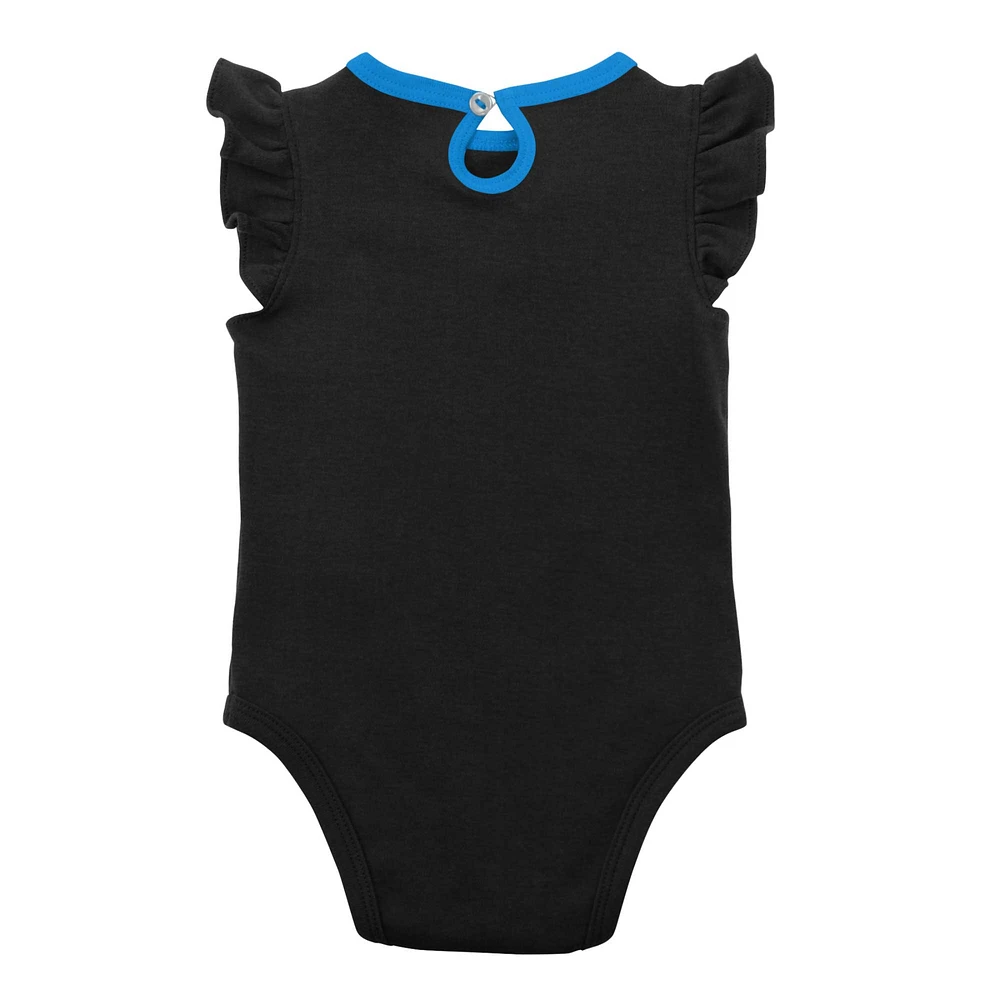 Ensemble trois pièces pour nouveau-né et bébé Miami Marlins Love of Baseball Bib Body chaussons noir/bleu