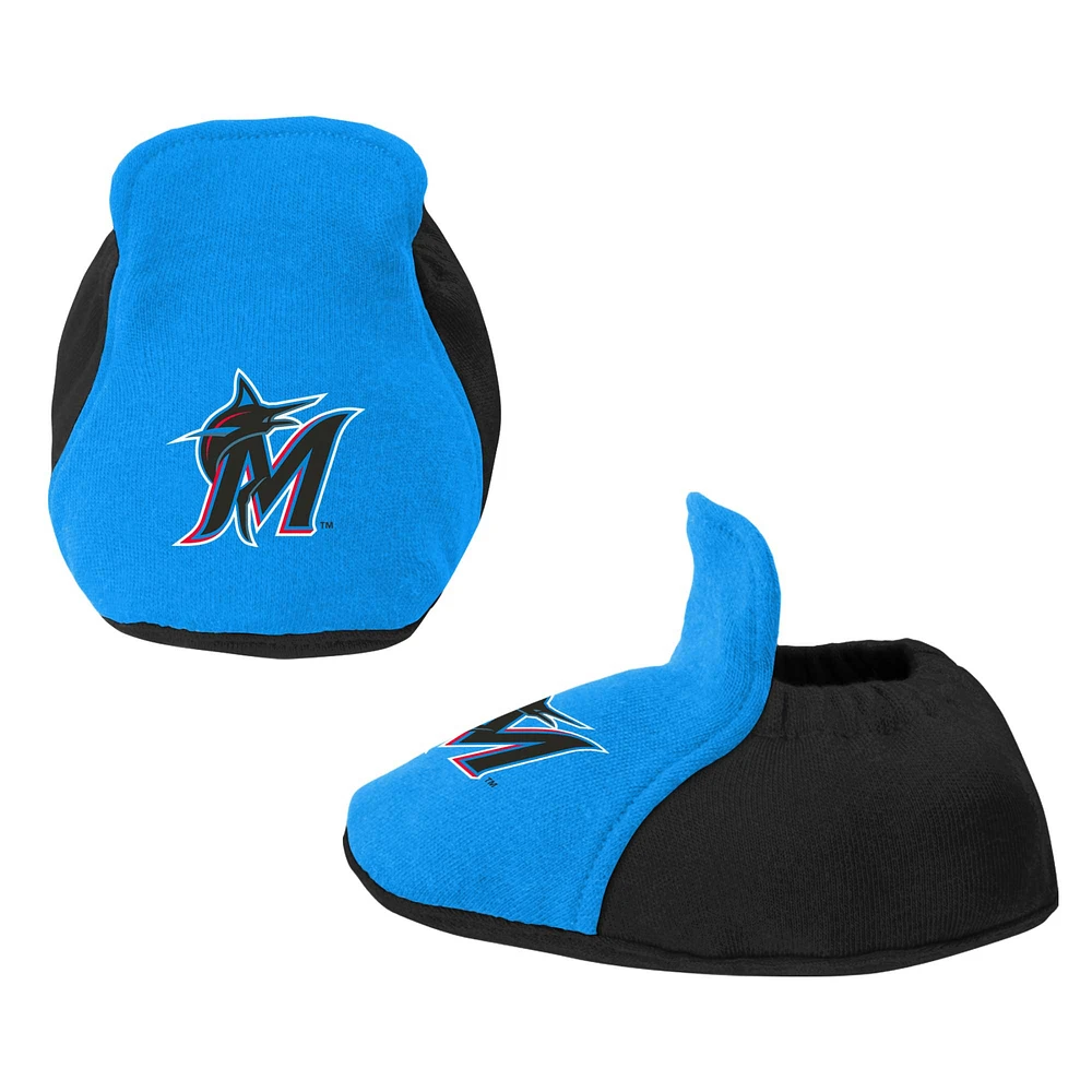 Ensemble trois pièces pour nouveau-né et bébé Miami Marlins Love of Baseball Bib Body chaussons noir/bleu