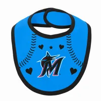 Newborn & Infant Black/Blue Miami Marlins Three-Piece Love of Baseball Bib Bodysuit Booties Set