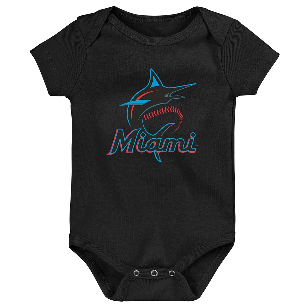 Newborn & Infant Black Miami Marlins Primary Team Logo Bodysuit