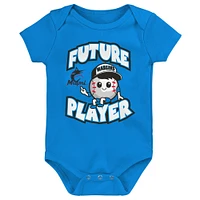 Newborn & Infant Blue/Black/White Miami Marlins Minor League Player Three-Pack Bodysuit Set