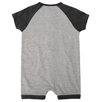 Newborn & Infant Heather Gray Miami Marlins Extra Base Hit Raglan Full-Snap Romper