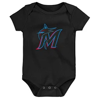 Ensemble de 3 bodies fanion pour nouveau-né et bébé des Miami Marlins