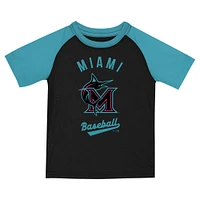 Ensemble maillot et short Nike City Connect 2025 noir/bleu sarcelle pour enfant d'âge préscolaire des Miami Marlins