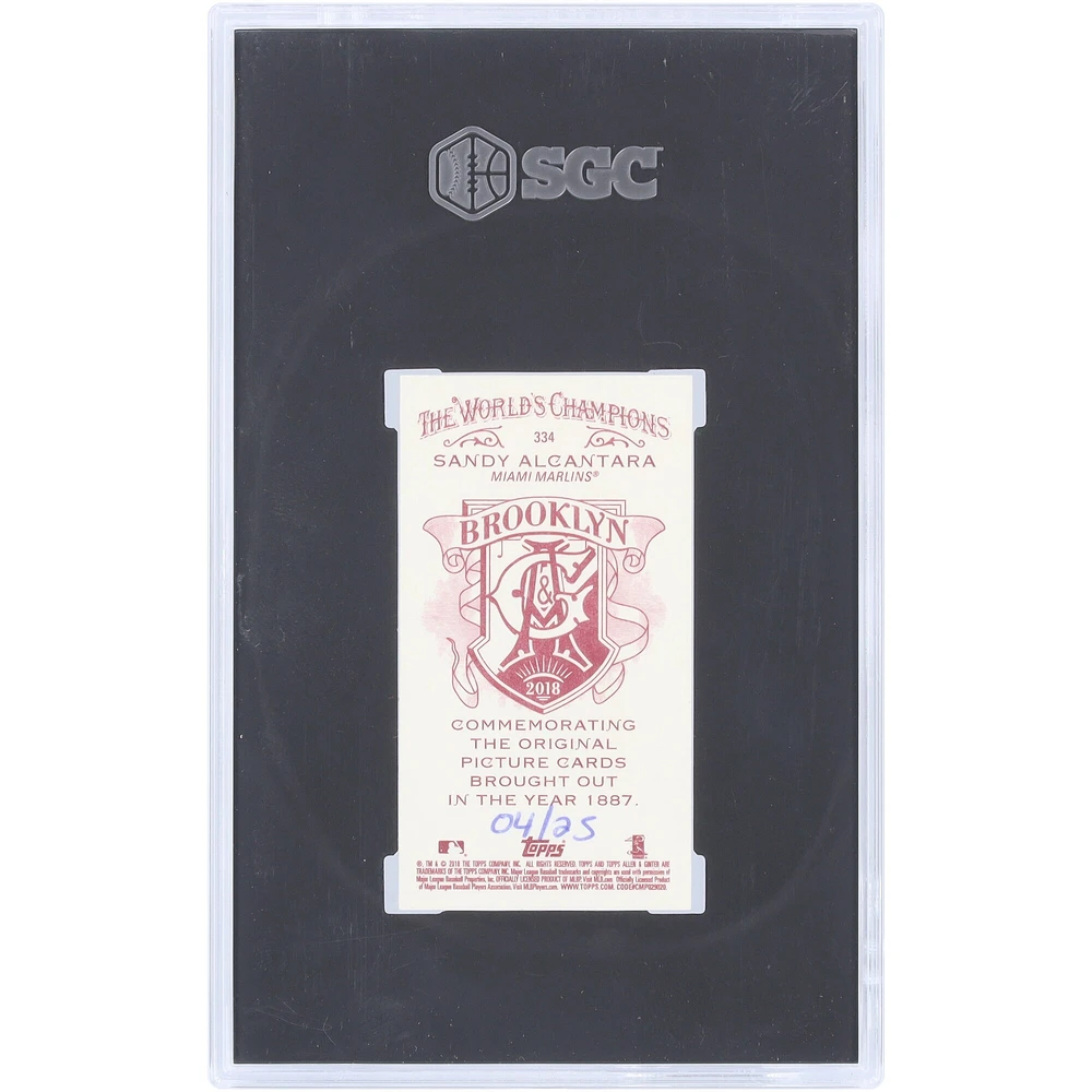 Sandy Alcantara Miami Marlins 2018 Topps Allen & Ginter Brooklyn Back Mini #334 #4/25 SGC Authentifiée 9.5 Carte