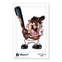 Tasmanian Devil Miami Marlins Looney Tunes 11" x 17" Poster Print