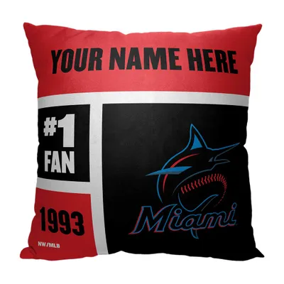 Miami Marlins The Northwest Group 18'' x 18'' Colorblock Personalized Throw Pillow