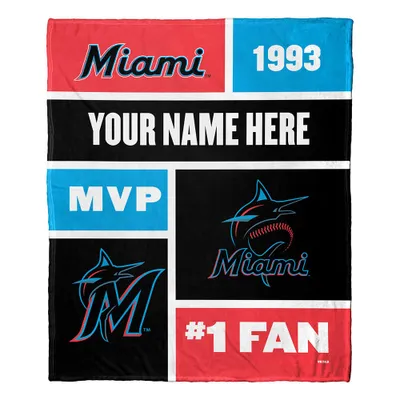 Miami Marlins The Northwest Group 50'' x 60'' Colorblock Personalized Silk Touch Throw