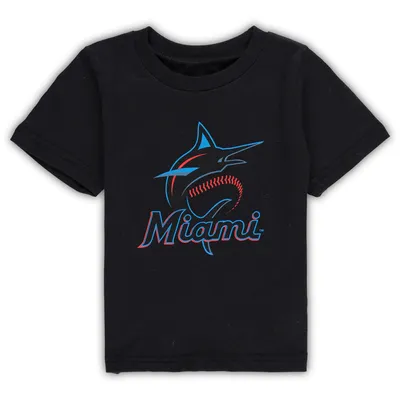 T-shirt noir Miami Marlins Team Crew Logo principal pour tout-petit