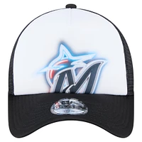 Toddler New Era  White/Black Miami Marlins Painted A-Frame 9FORTY Trucker Adjustable Hat