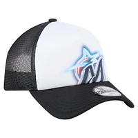 Toddler New Era  White/Black Miami Marlins Painted A-Frame 9FORTY Trucker Adjustable Hat