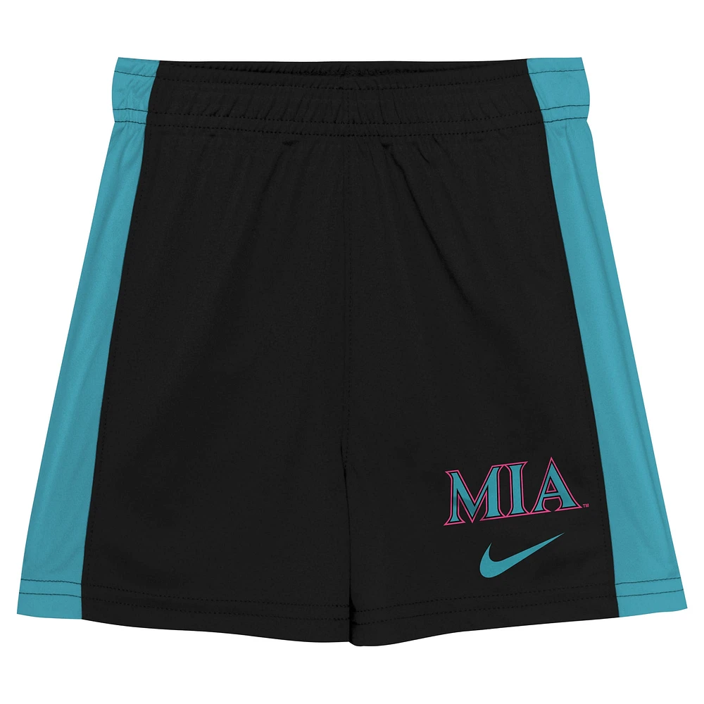 Toddler Nike Black/Teal Miami Marlins 2025 City Connect Shirt And Shorts Set