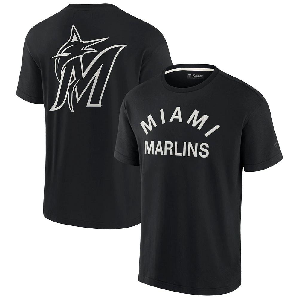 T-shirt unisexe Fanatics noir Miami Marlins Elements super doux à manches courtes