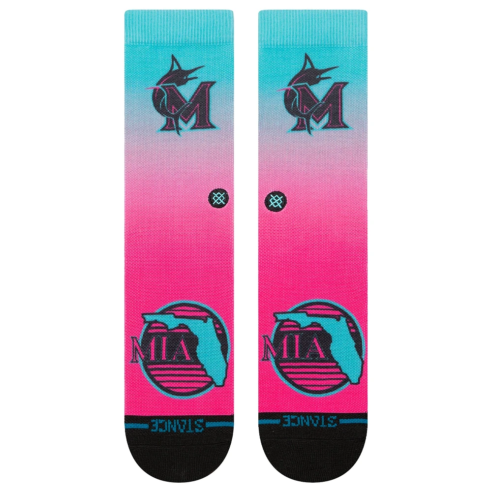 Chaussettes unisexes Stance roses Miami Marlins 2025 City Connect Crew