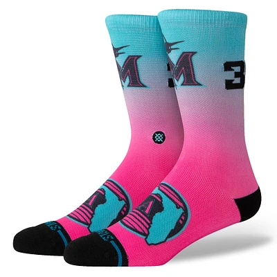 Chaussettes unisexes Stance roses Miami Marlins 2025 City Connect Crew