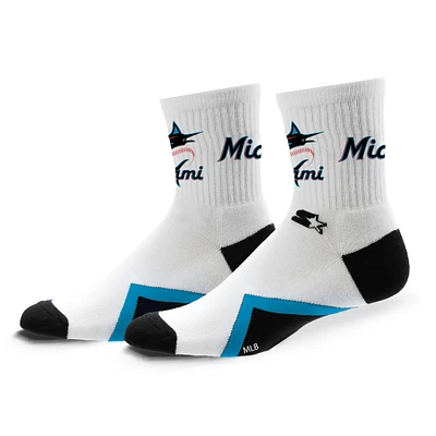 Chaussettes mi-mollet unisexes blanches Starter Miami Marlins Striker