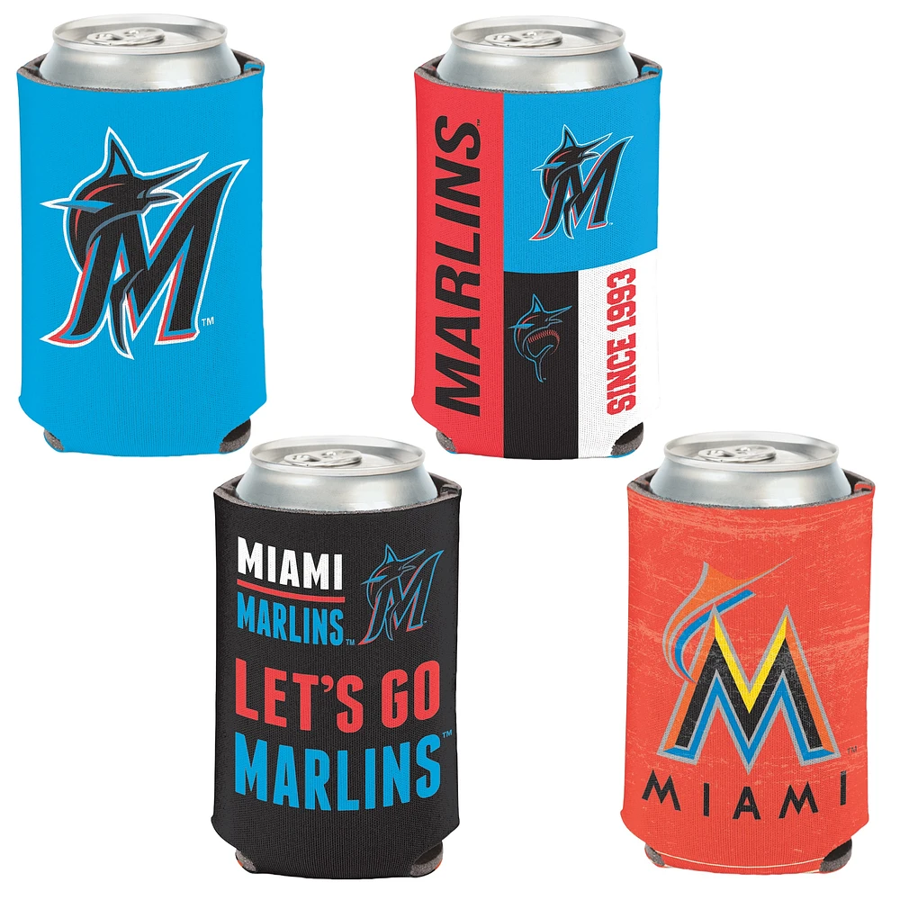 WinCraft Miami Marlins, paquet de 4, 12 oz. Ensemble refroidisseur de canettes