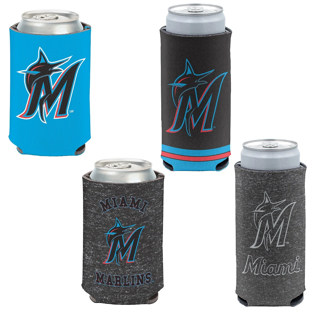 WinCraft Miami Marlins Slim & 12oz. Can Cooler 4-Pack Set