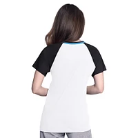 Women's G-III 4Her by Carl Banks  White/Black Miami Marlins Ball Park Raglan V-Neck T-Shirt